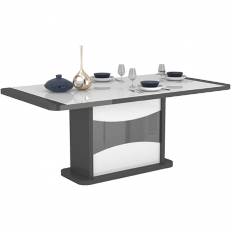 Mesa comedor extensible TIAGO tono blanco y negro perfecto para una decoración elegante.