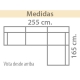 Canapé 2 places + chaisselongue AZAHARA 260 x 167 cm à rallonge et coffre - Figueres