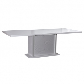 Mesa comedor rectangular KARMA, extensible. Lacada y color blanco perfecta para una decoración elegante.