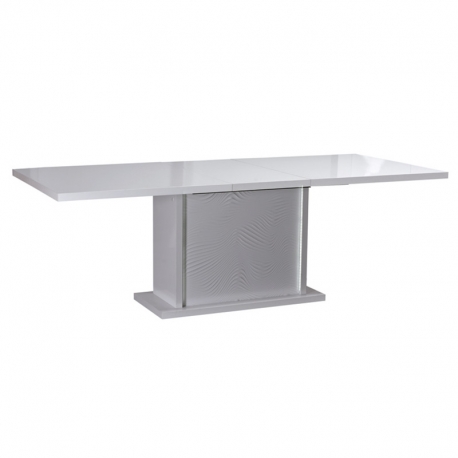 Mesa comedor rectangular KARMA, extensible. Lacada y color blanco perfecta para una decoración elegante.